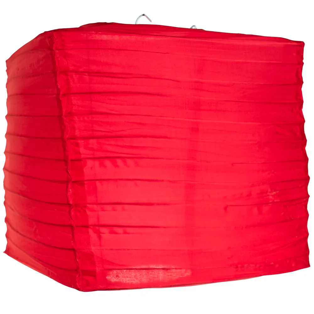 10" Red Shimmering Nylon Square Lantern