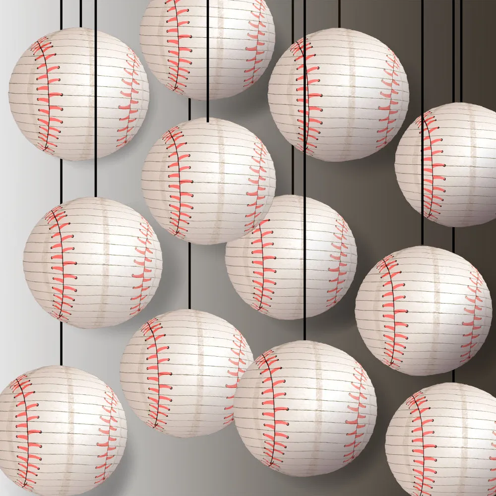 12 PACK | 14" Baseball Paper Lantern Shaped Sports Hanging Decoration