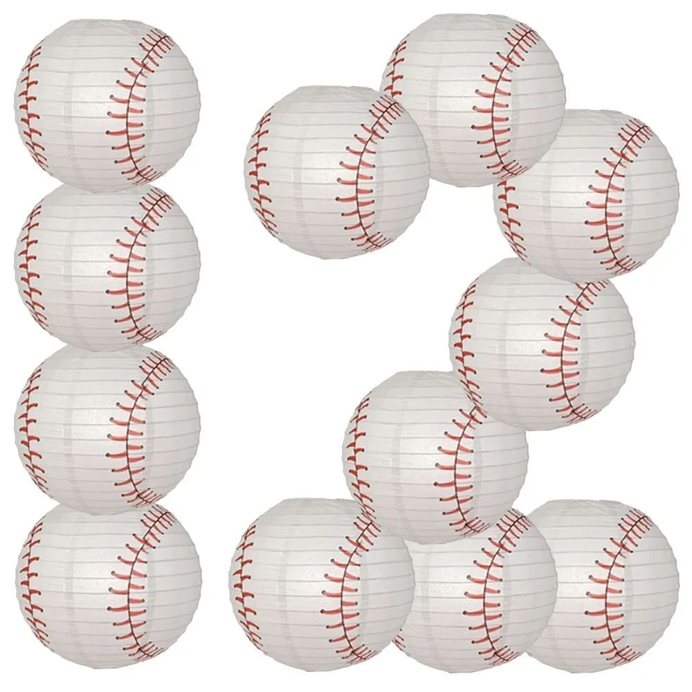 12 PACK | 14" Baseball Paper Lantern Shaped Sports Hanging Decoration