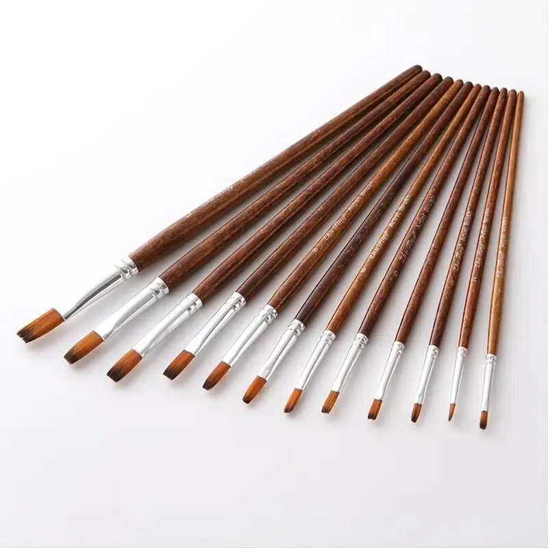 12pcs Different Sizes Flat Front Detail Paint Brush For Watercolor