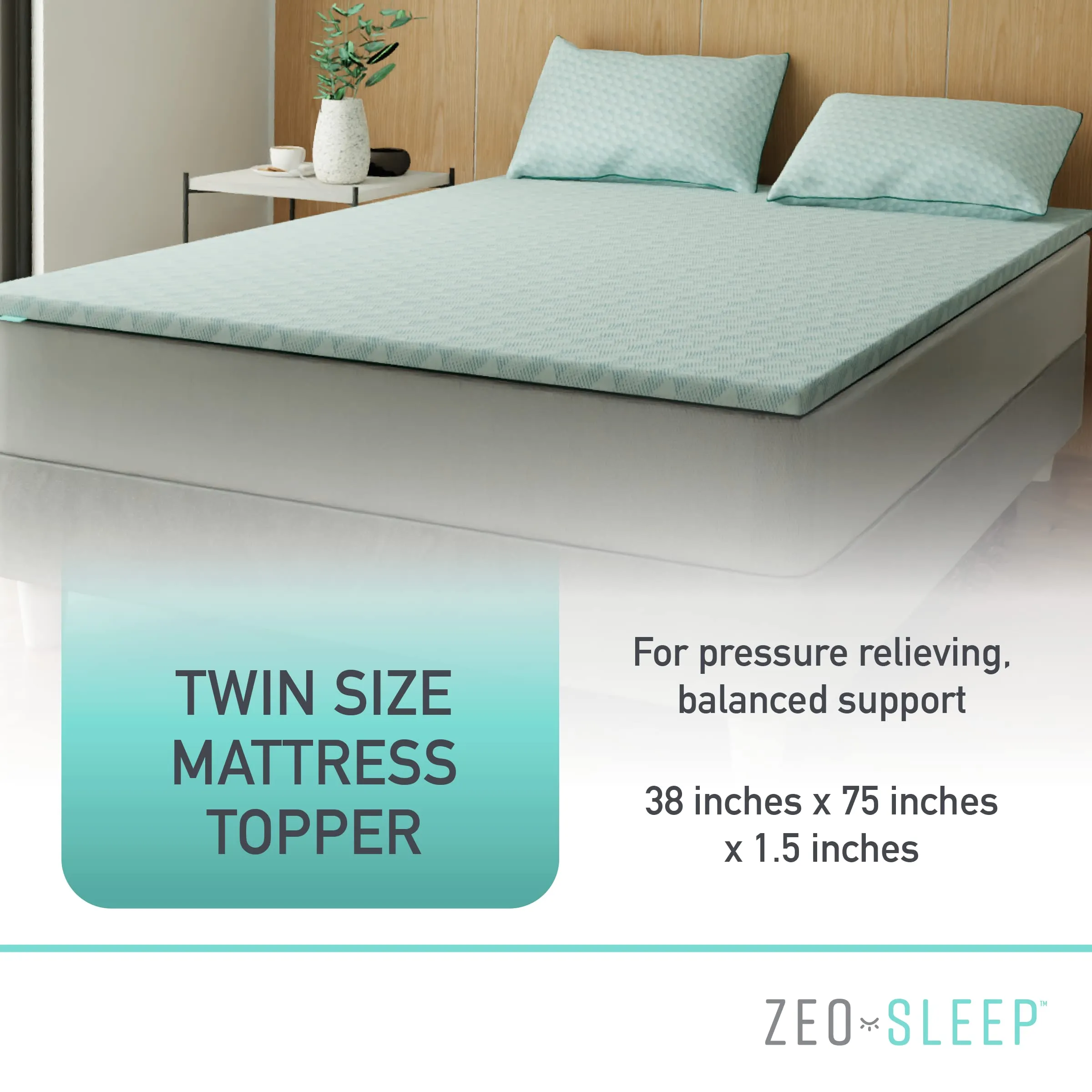 1.5 Inch Firm to Extra Firm Mattress Topper Memory Foam with Cover, for Overweight & Back Pain Enhanced Support & Pressure Relief, Mattress Pad Bed Topper Twin Size