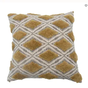 18" Cotton Slub Pillow w/Tufting