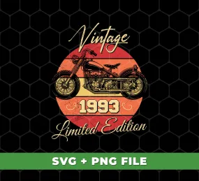 1993 Birthday Vintage Style, 1993 Motorbike, Limited Edition, Digital Files, Png Sublimation