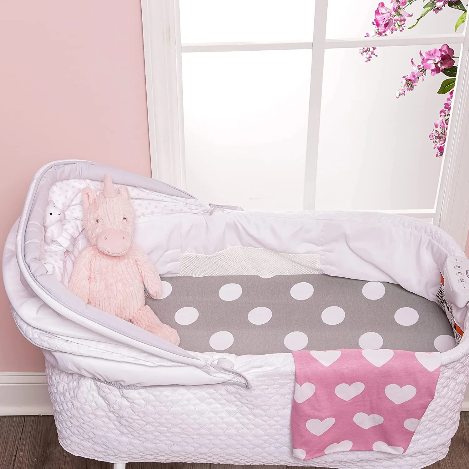 2 Pack Bassinet Sheets - Hearts/Polka Dots