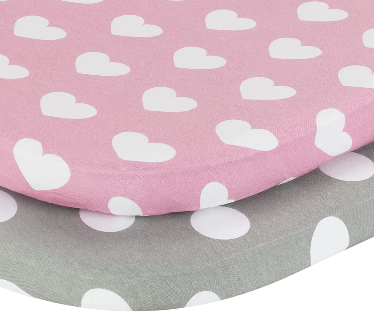 2 Pack Bassinet Sheets - Hearts/Polka Dots