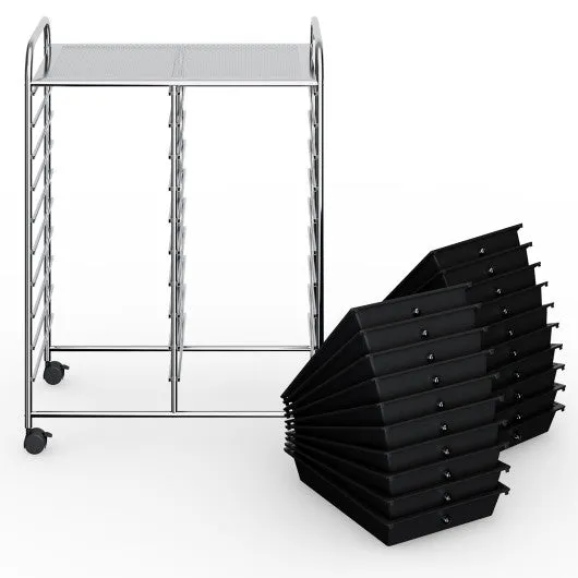 20 Drawers Storage Rolling Cart Studio Organizer-Black