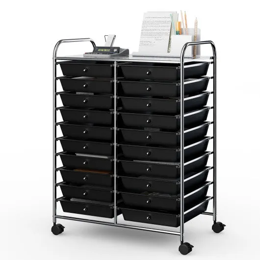 20 Drawers Storage Rolling Cart Studio Organizer-Black