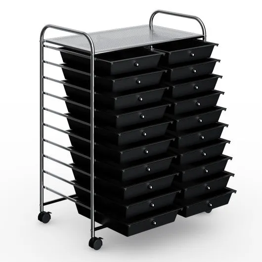 20 Drawers Storage Rolling Cart Studio Organizer-Black