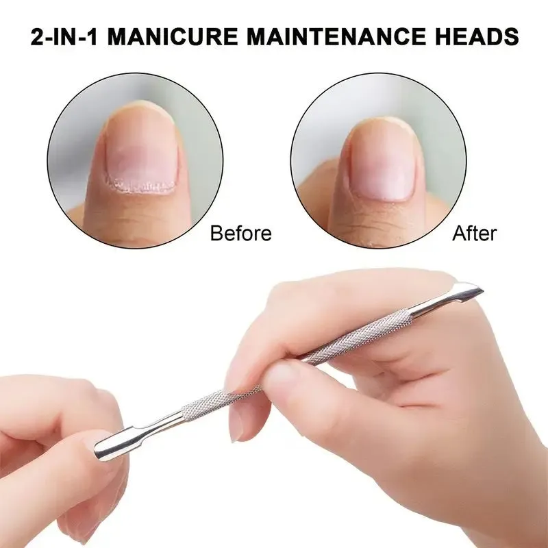 4 Pcs Stainless Steel Dual Head Cuticle Pusher | Nail Pusher Peeler Cuticle Remover Gel Nail Scraper Dead Skin Pusher Cuticle Removing Tools