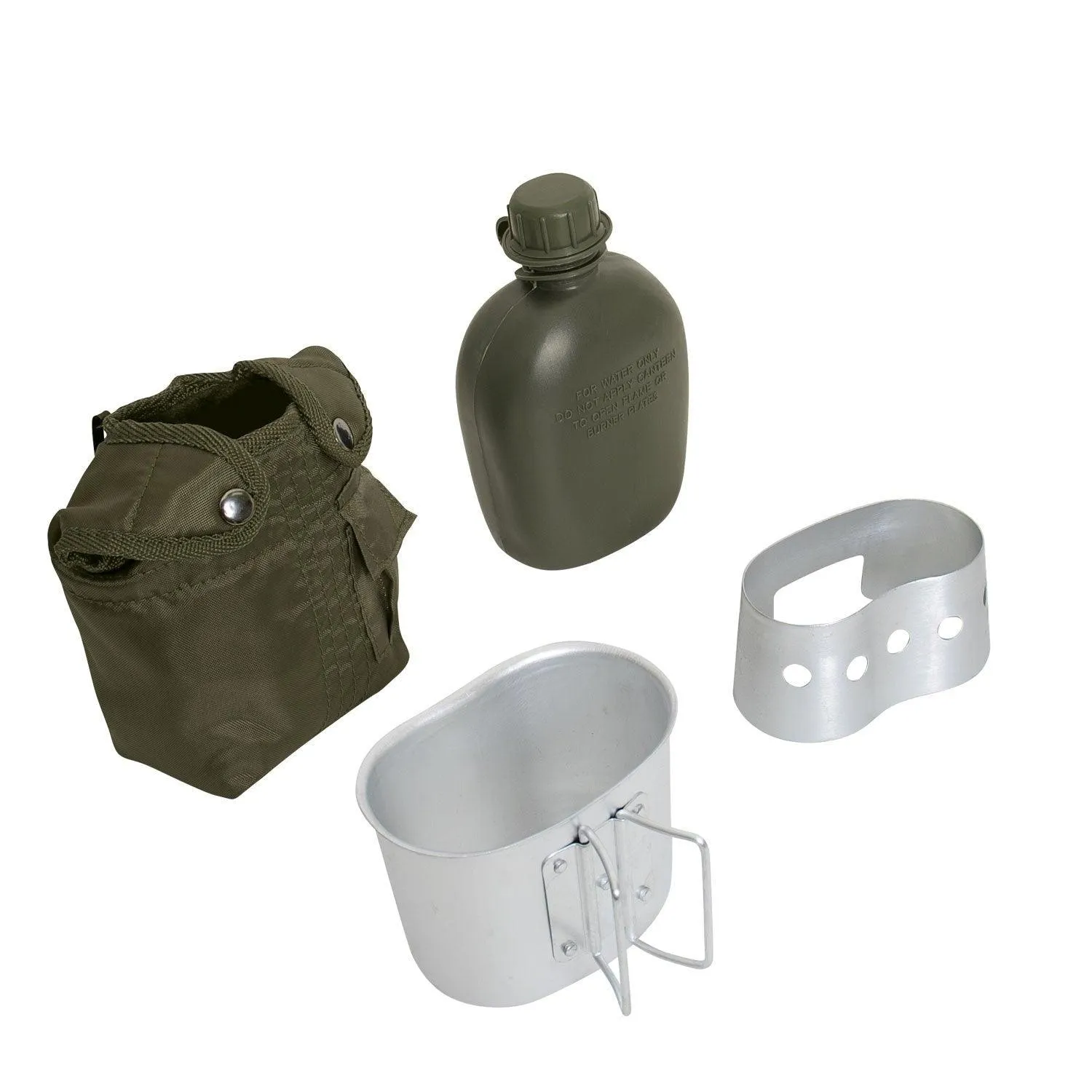 4 Piece Canteen Kit With Cover, Aluminum Cup & Stove / Stand