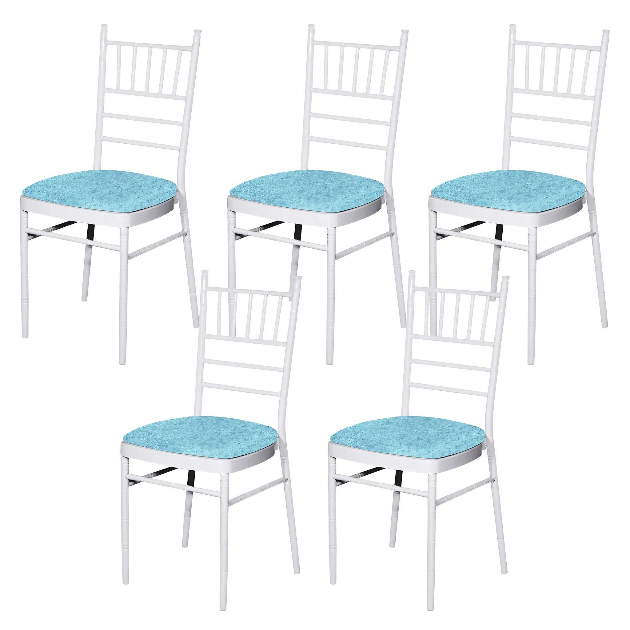 5 pcs/pk Velvet Spandex Chiavari Seat Pad Cover - Baby Blue