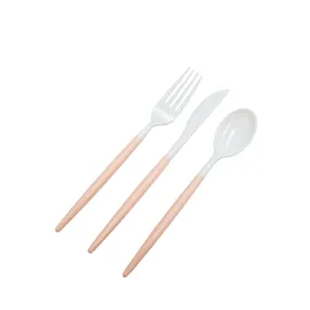 60pcs/pk Pink Plastic Cutlery Set - White Mod Collection