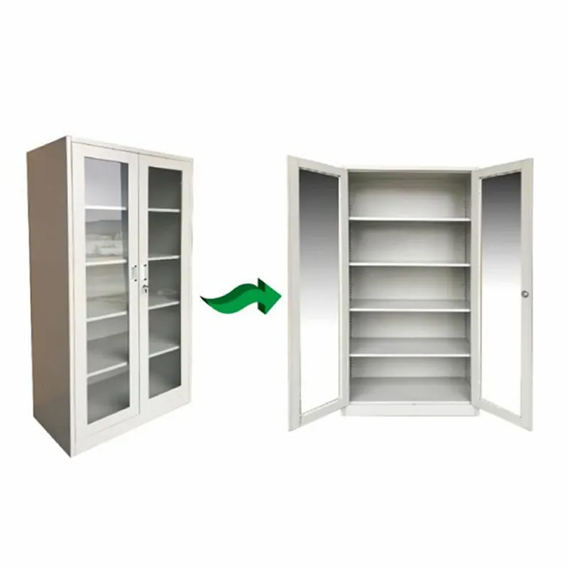 90 X 45 X 180 Cm 2-Door Glass 5 Shelves Steel Office File Cabinet Tgd-5