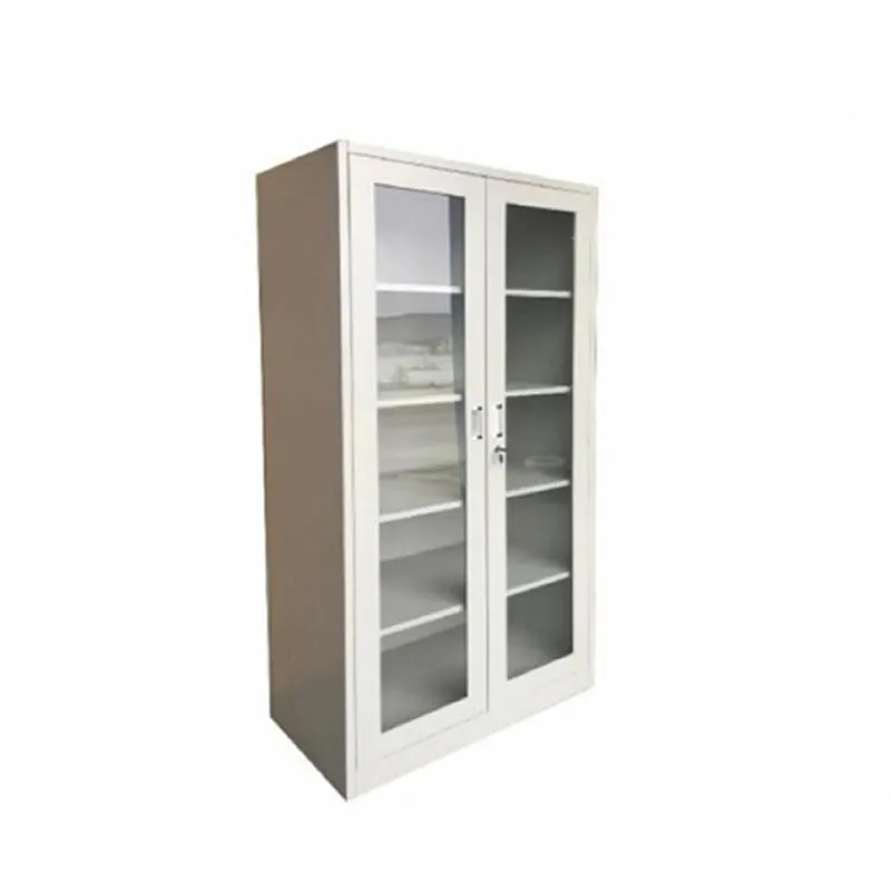 90 X 45 X 180 Cm 2-Door Glass 5 Shelves Steel Office File Cabinet Tgd-5