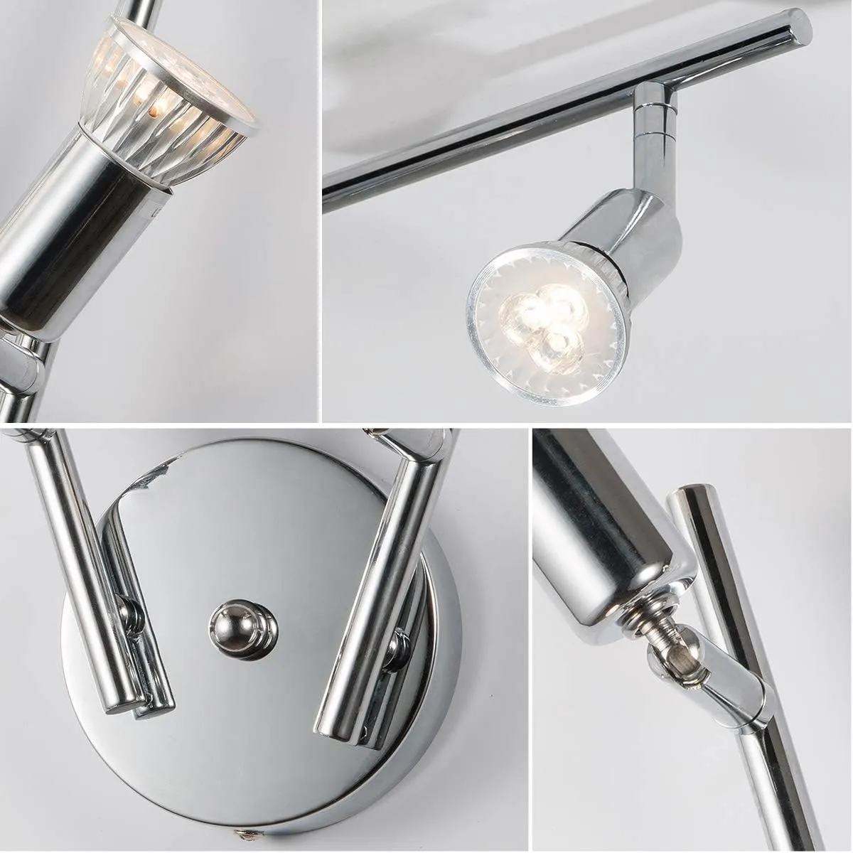 Adjustable 4-Light LED Track Lighting Kit - Chrome Finish