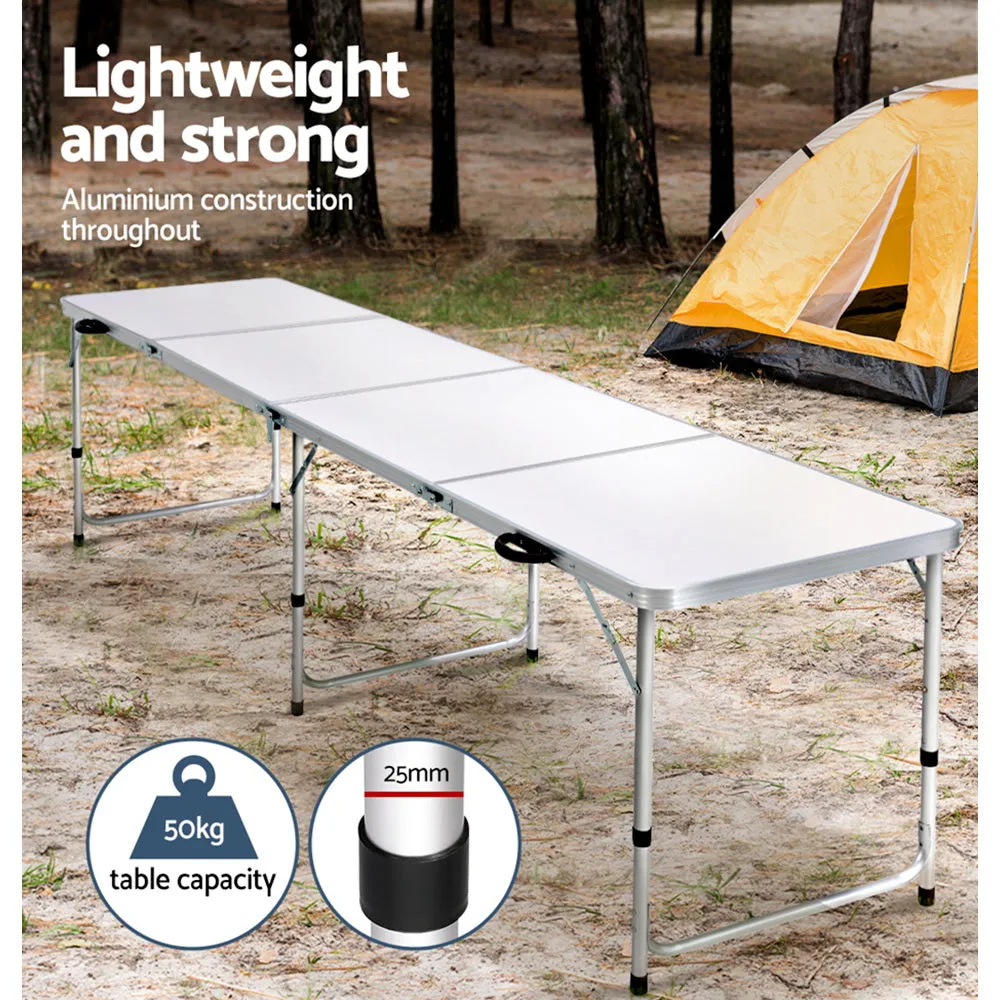 Adjustable Height 240CM Folding Camping Table Aluminum Weisshorn