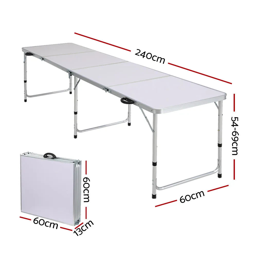 Adjustable Height 240CM Folding Camping Table Aluminum Weisshorn