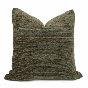 Algonquin Lakeside Brown Blue Ridged Chenille Texture Pillow Cover