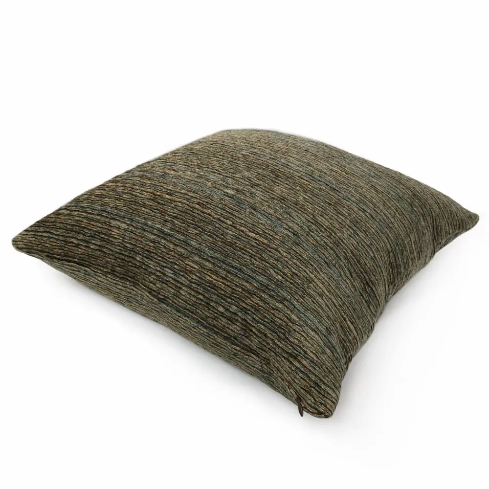 Algonquin Lakeside Brown Blue Ridged Chenille Texture Pillow Cover