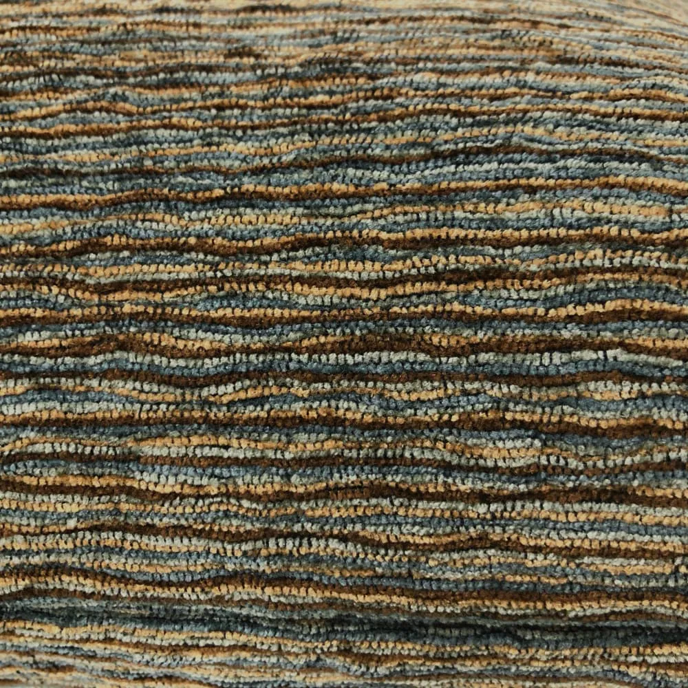 Algonquin Lakeside Brown Blue Ridged Chenille Texture Pillow Cover