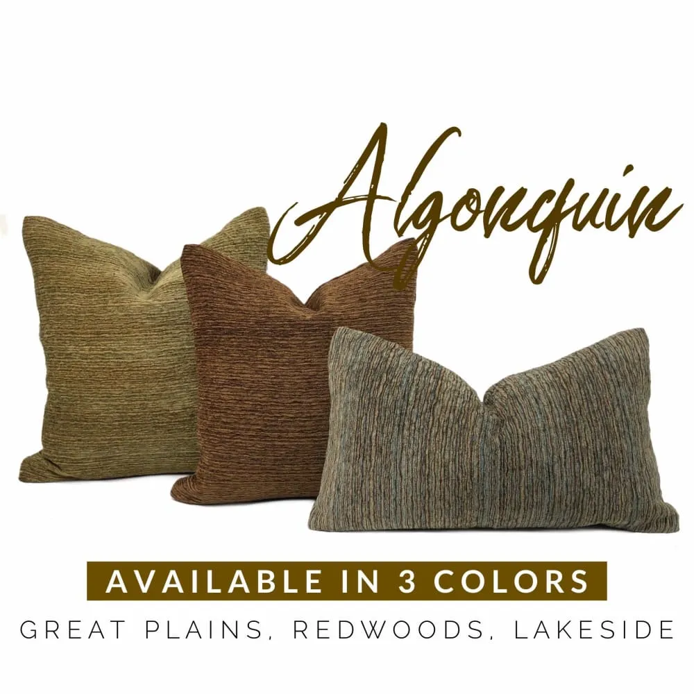 Algonquin Lakeside Brown Blue Ridged Chenille Texture Pillow Cover