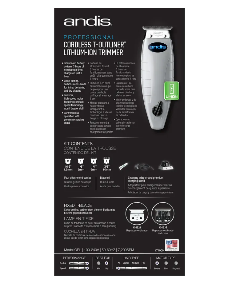 ANDIS CORDLESS T OUTLINER #7400