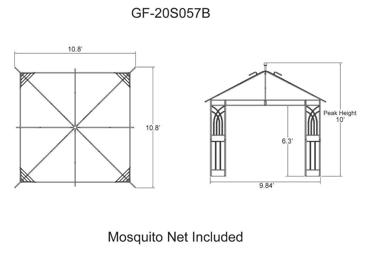 APEX GARDEN Harmony 10 ft. x 10 ft. Gazebo with Mosquito Net