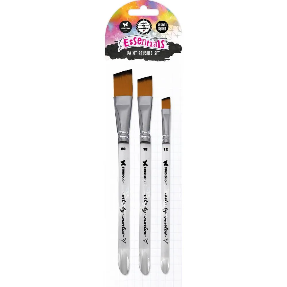 Art By Marlene Soft Nylon Brushes 3 pack - Flat Bevel: 3/4", 1/2", 3/8"