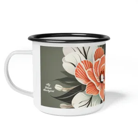 Art Deco Flower, Enamel Camping Mug for Coffee, Tea, Cocoa, or Cereal - 12oz