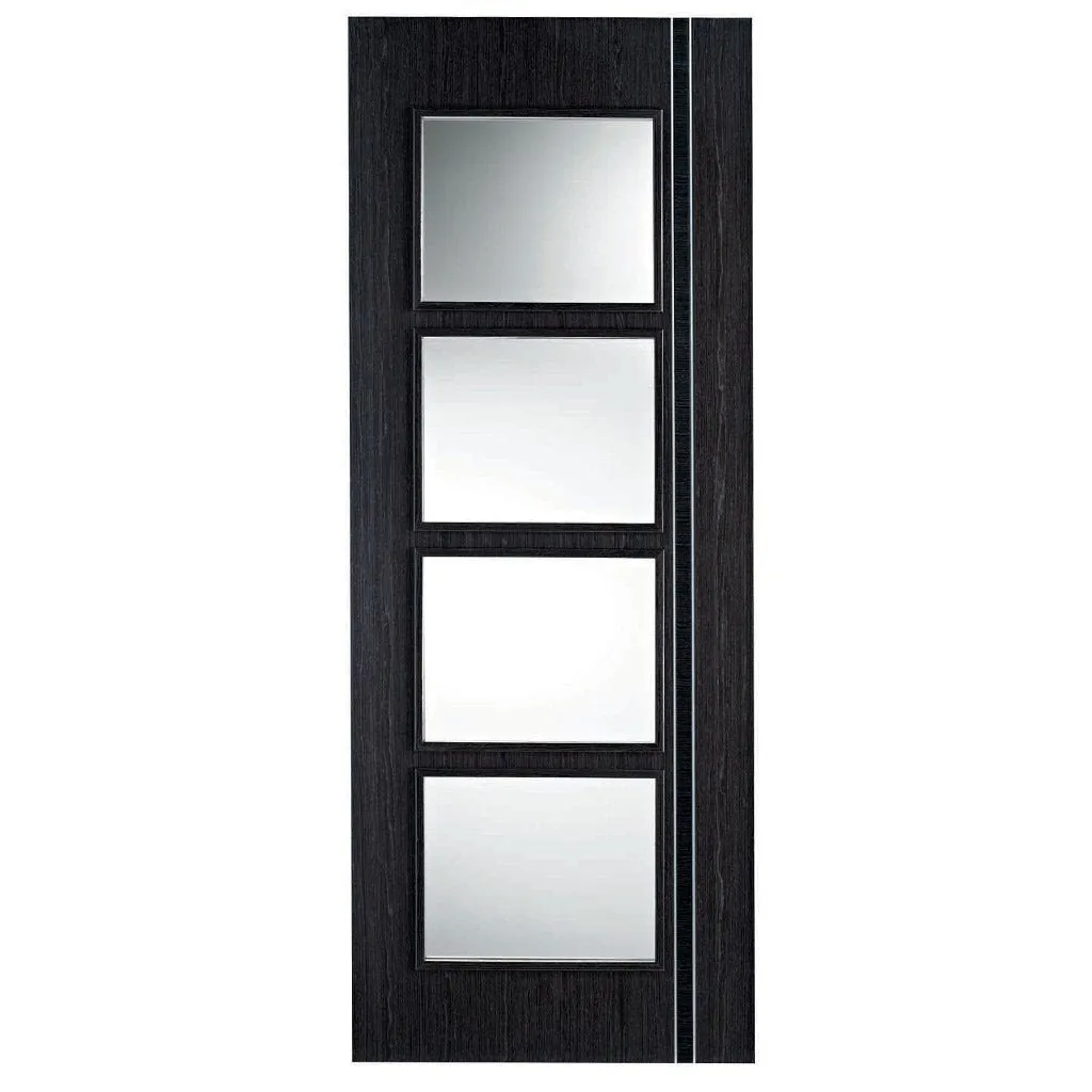 Ash Grey Zanzibar Double Evokit Pocket Door - Clear Glass - Prefinished