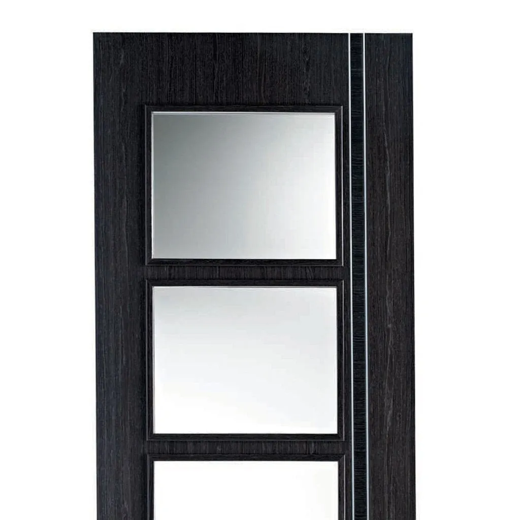 Ash Grey Zanzibar Double Evokit Pocket Door - Clear Glass - Prefinished