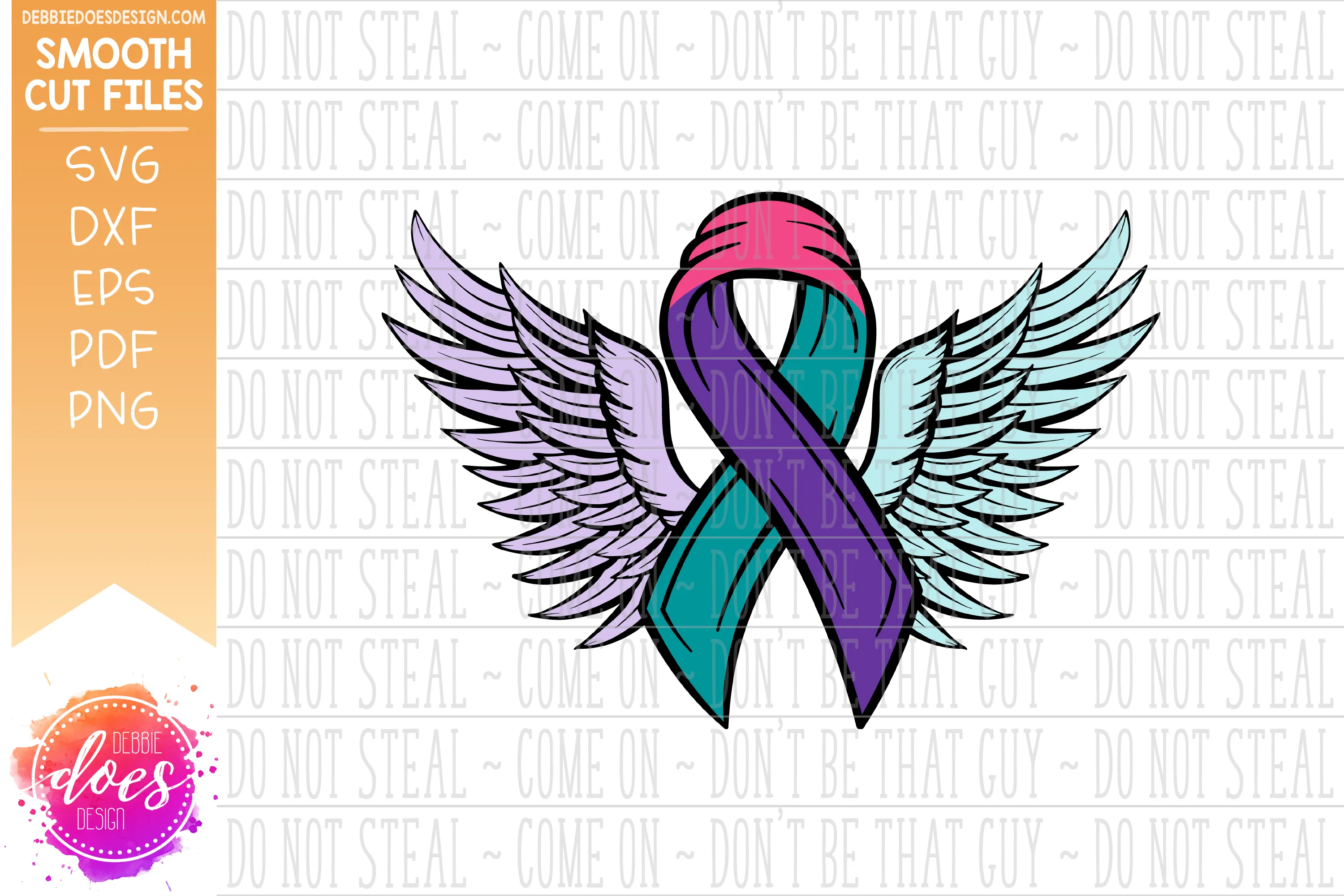 Awareness Ribbon Wings - 3 Color - SVG File