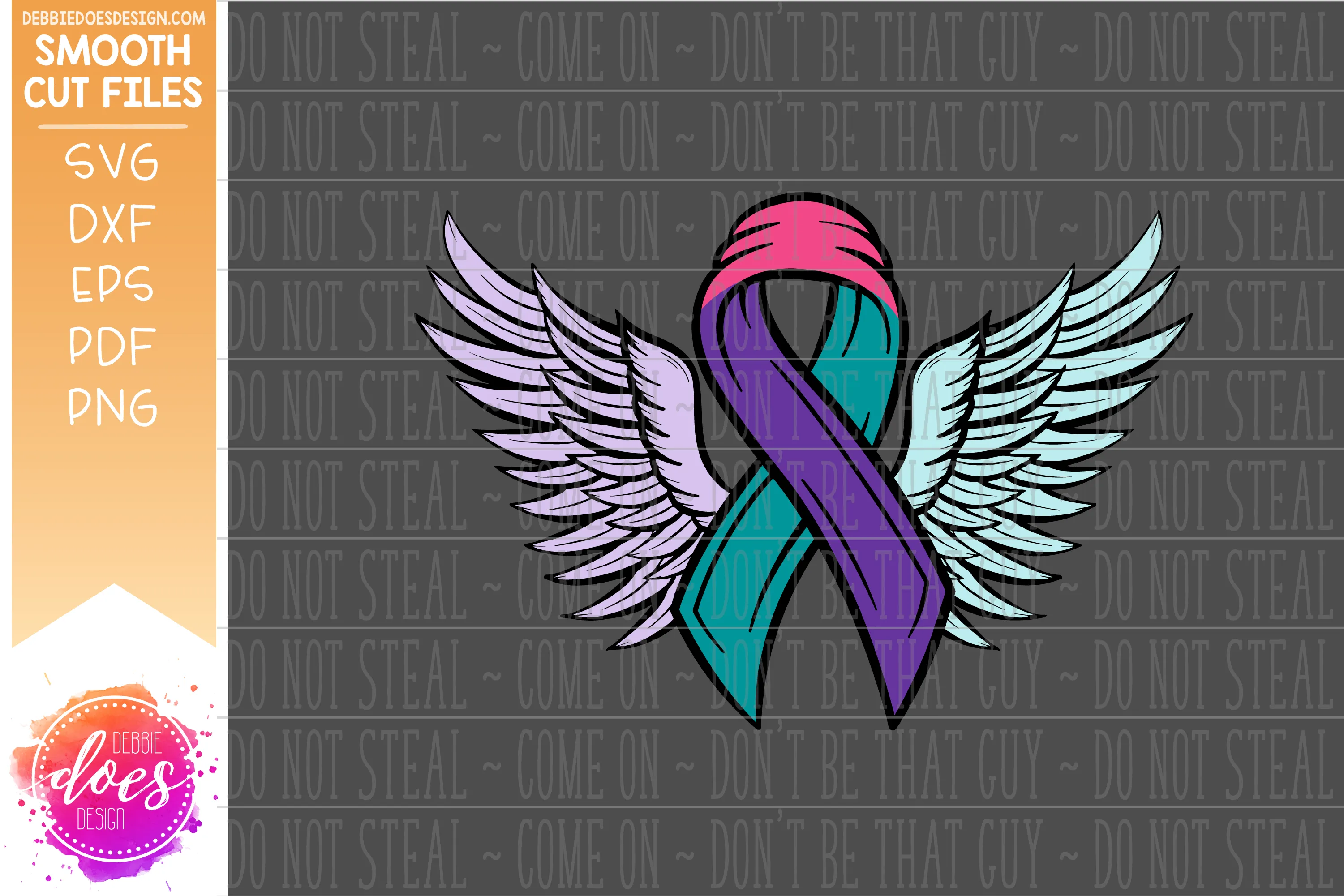 Awareness Ribbon Wings - 3 Color - SVG File