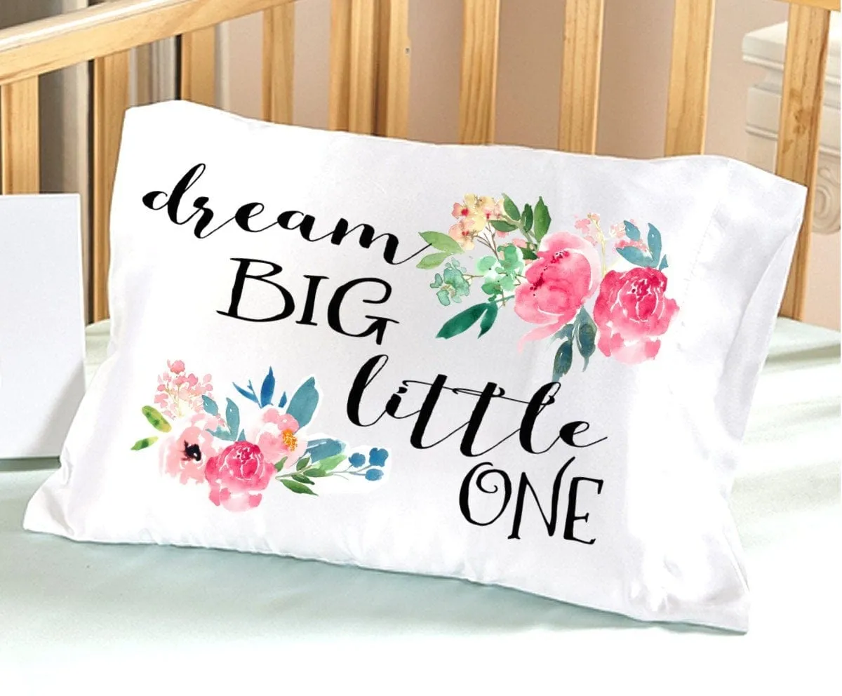 Baby Girl Bedding Dream Big Little One Crib Nursery Decor Baby Gifts for Girls Toddler Travel Pillowcase 13x18 Christening Baptism Pink