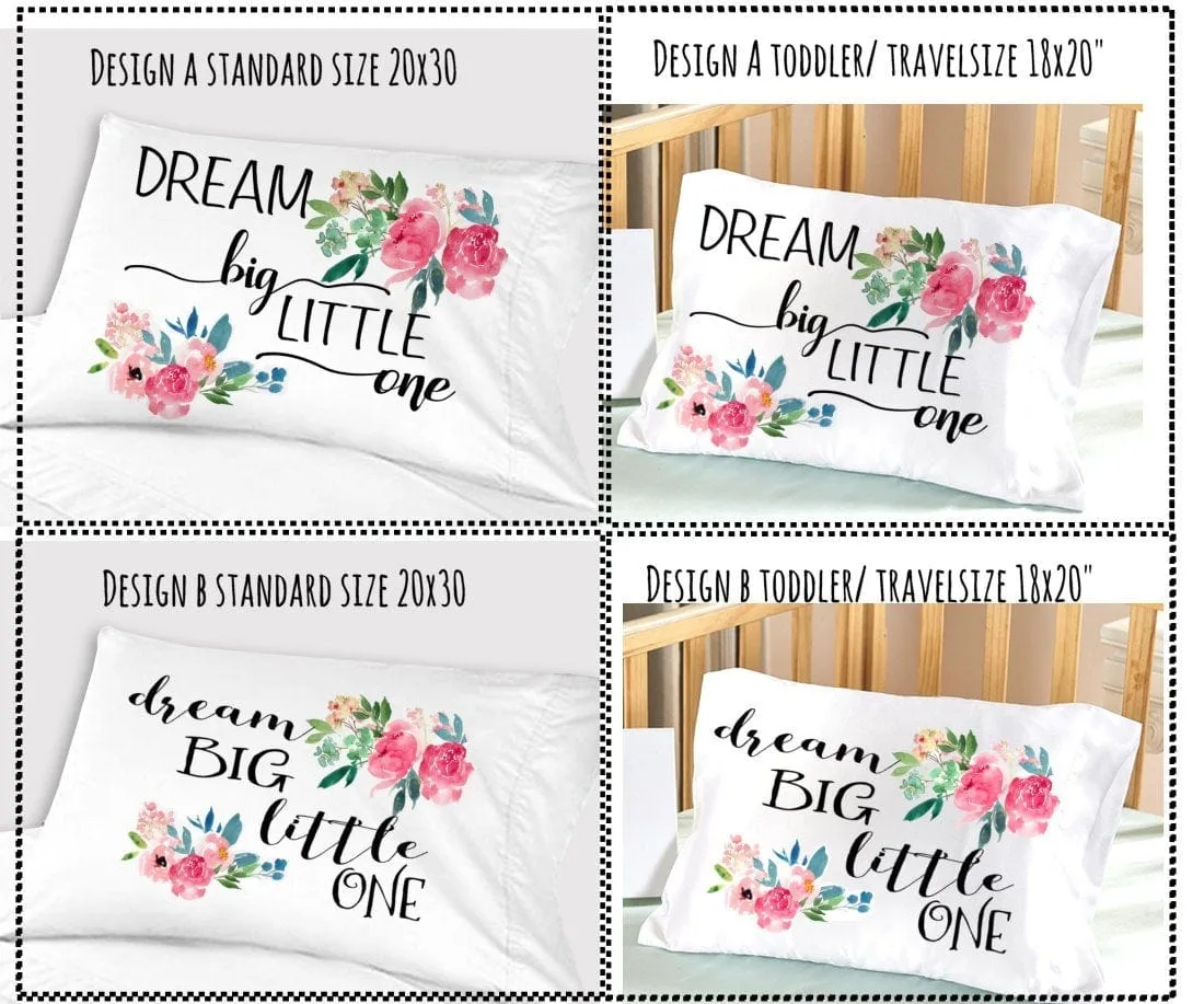 Baby Girl Bedding Dream Big Little One Crib Nursery Decor Baby Gifts for Girls Toddler Travel Pillowcase 13x18 Christening Baptism Pink