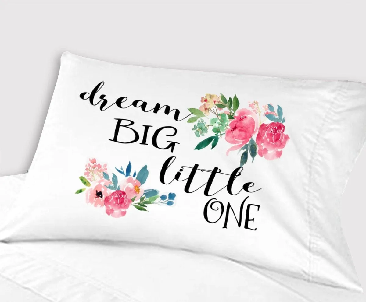 Baby Girl Bedding Dream Big Little One Crib Nursery Decor Baby Gifts for Girls Toddler Travel Pillowcase 13x18 Christening Baptism Pink