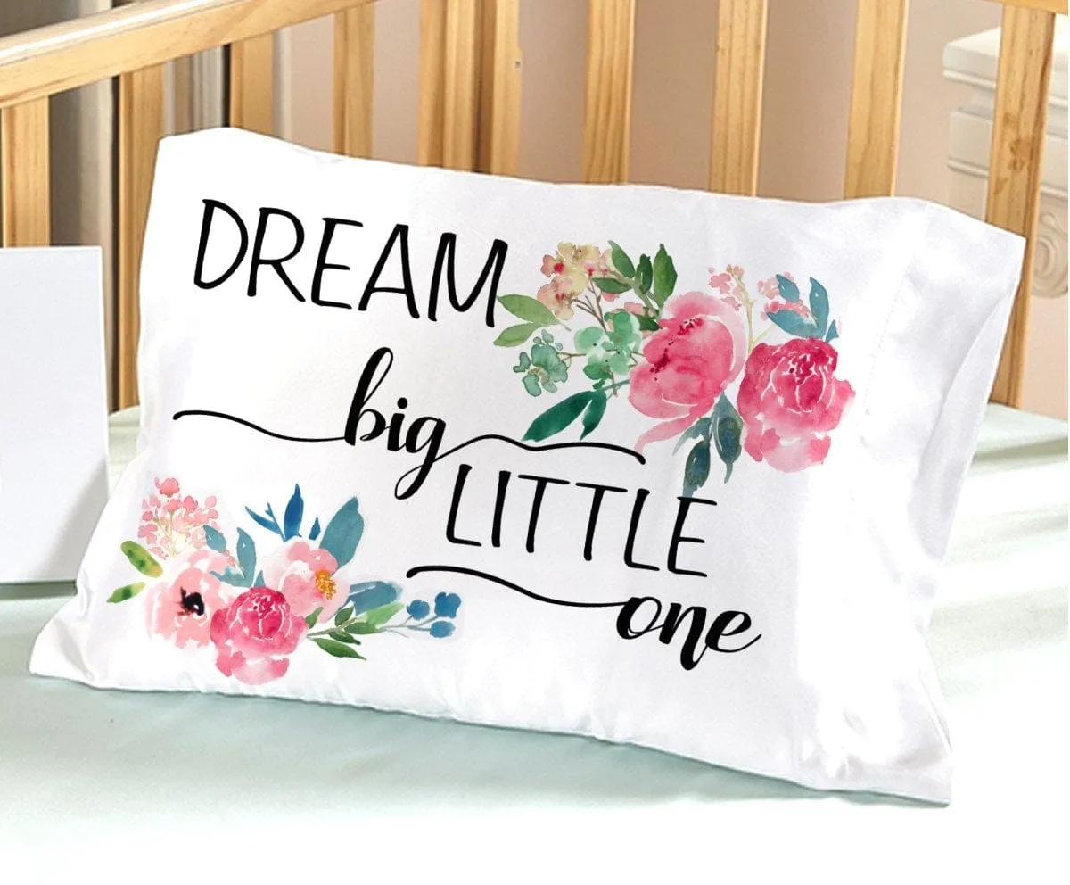 Baby Girl Bedding Dream Big Little One Crib Nursery Decor Baby Gifts for Girls Toddler Travel Pillowcase 13x18 Christening Baptism Pink