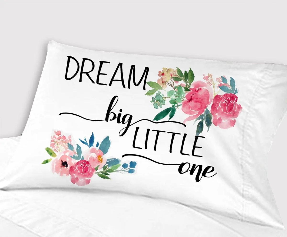 Baby Girl Bedding Dream Big Little One Crib Nursery Decor Baby Gifts for Girls Toddler Travel Pillowcase 13x18 Christening Baptism Pink