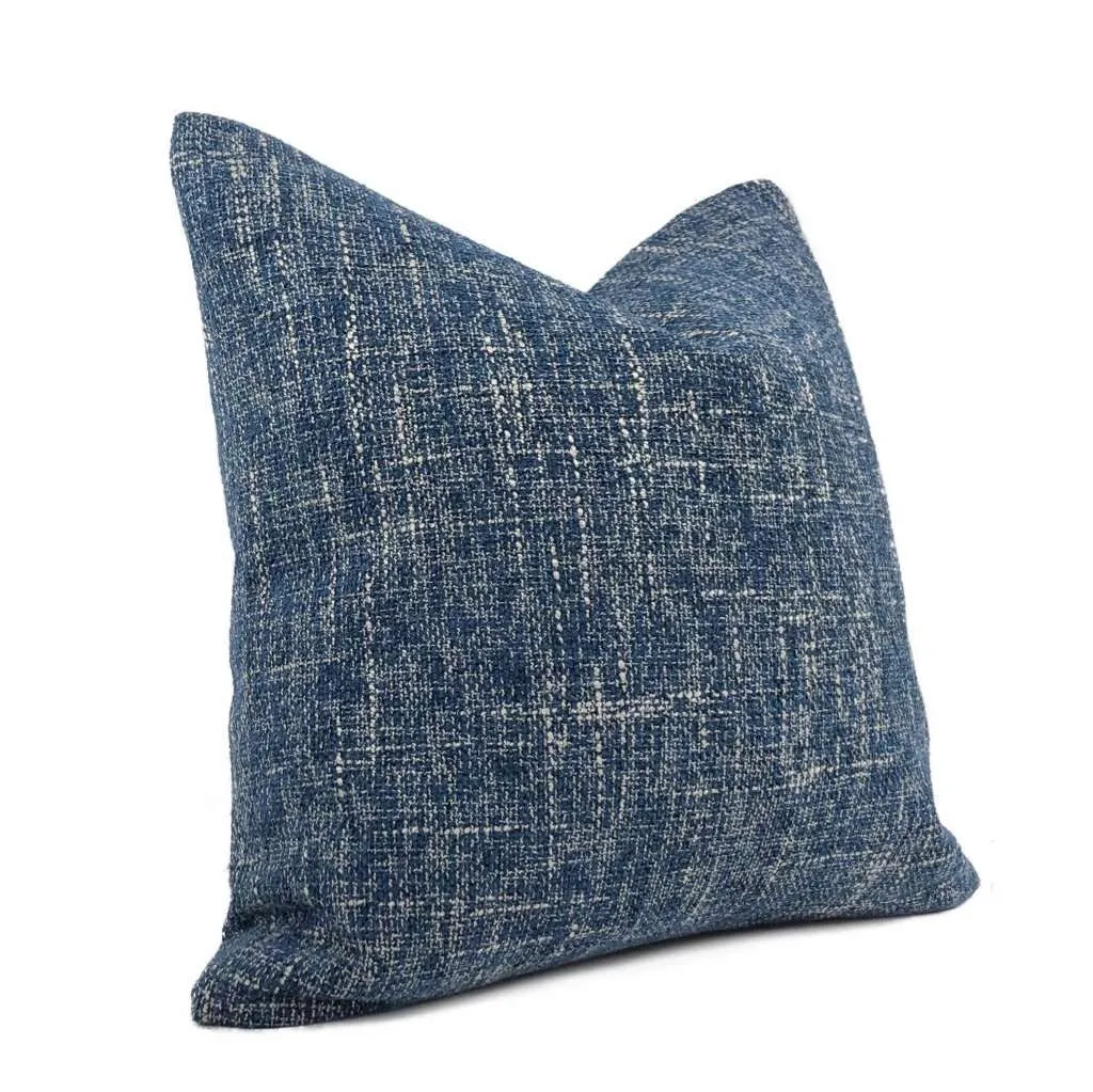 Bailey Ocean Blue Tweed Textured Pillow Cover