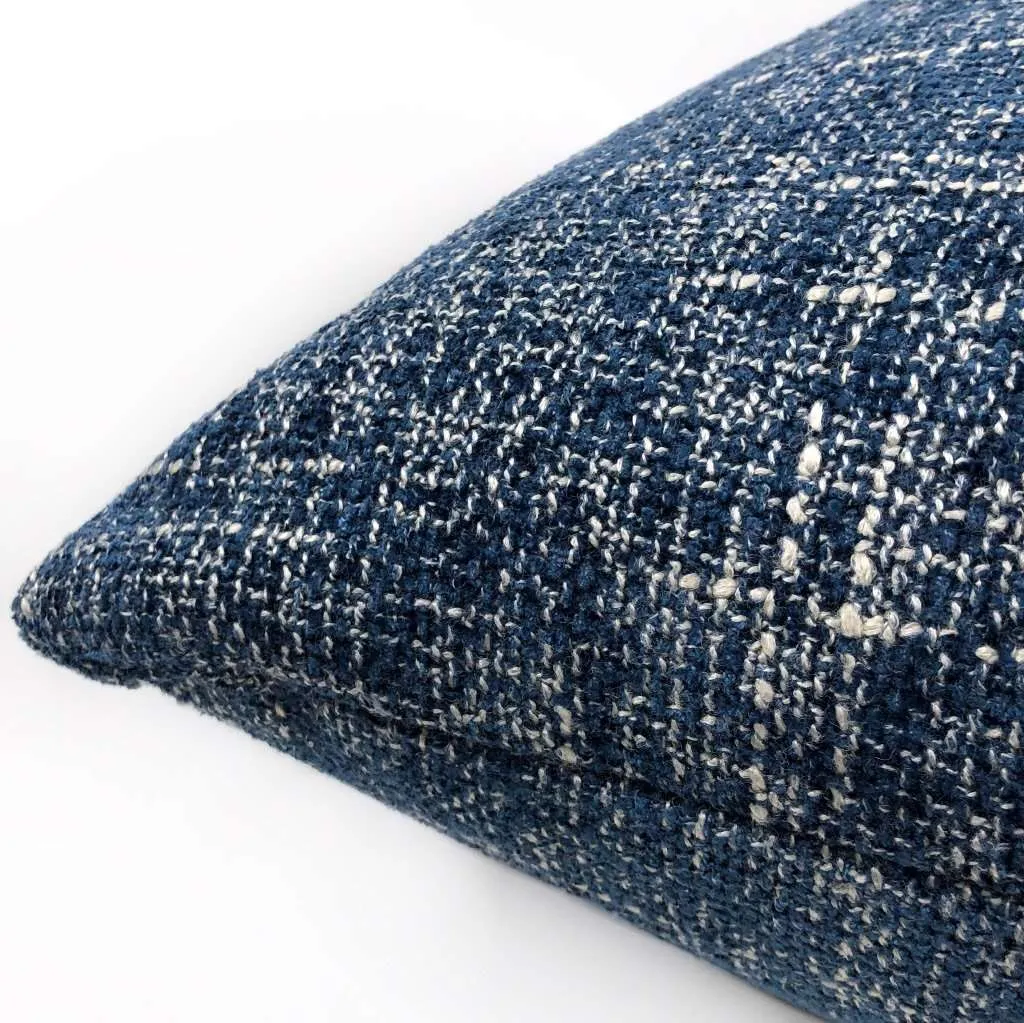 Bailey Ocean Blue Tweed Textured Pillow Cover