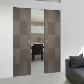 Bespoke Apollo Chocolate Grey Flush Double Frameless Pocket Door - Prefinished