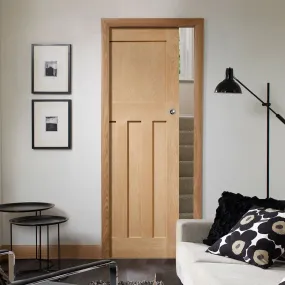 Bespoke DX Oak Panel Single Pocket Door in a 1930's Style