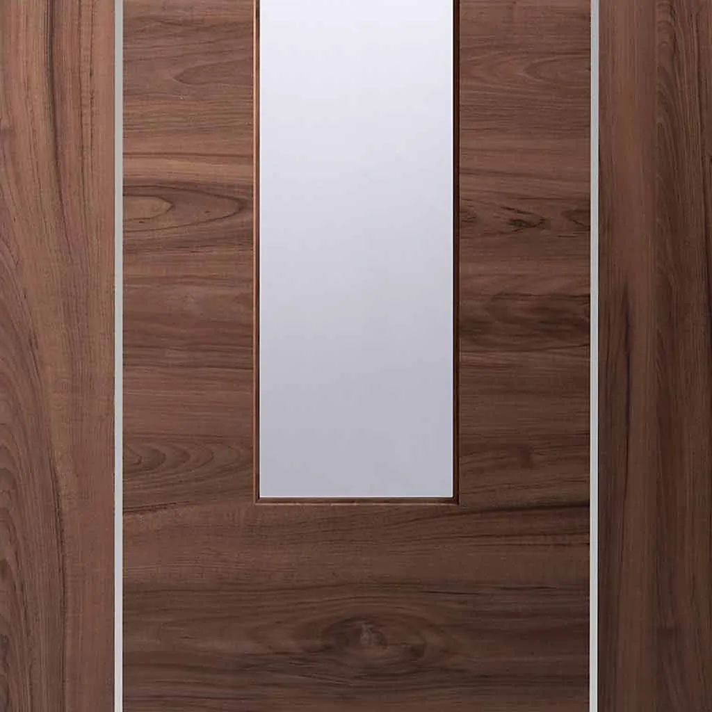 Bespoke Forli Walnut Glazed 3 Door Maximal Wardrobe and Frame Kit - Aluminium Inlay - Prefinished