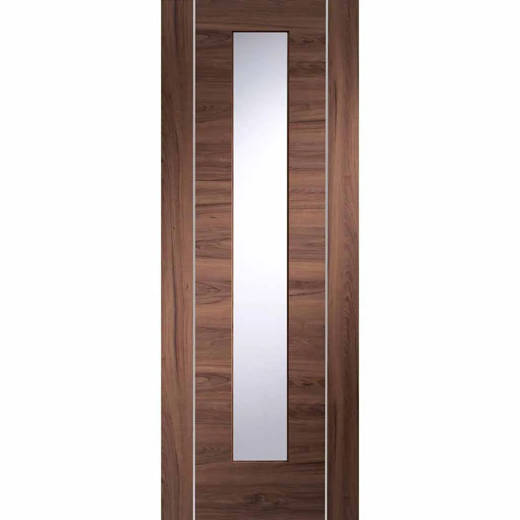 Bespoke Forli Walnut Glazed 3 Door Maximal Wardrobe and Frame Kit - Aluminium Inlay - Prefinished