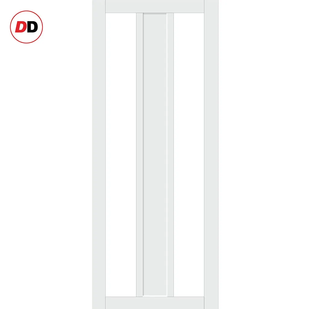 Bespoke Handmade Eco-Urban® Avenue 2 Pane 1 Panel Double Absolute Evokit Pocket Door DD6410G Clear Glass - Colour Options