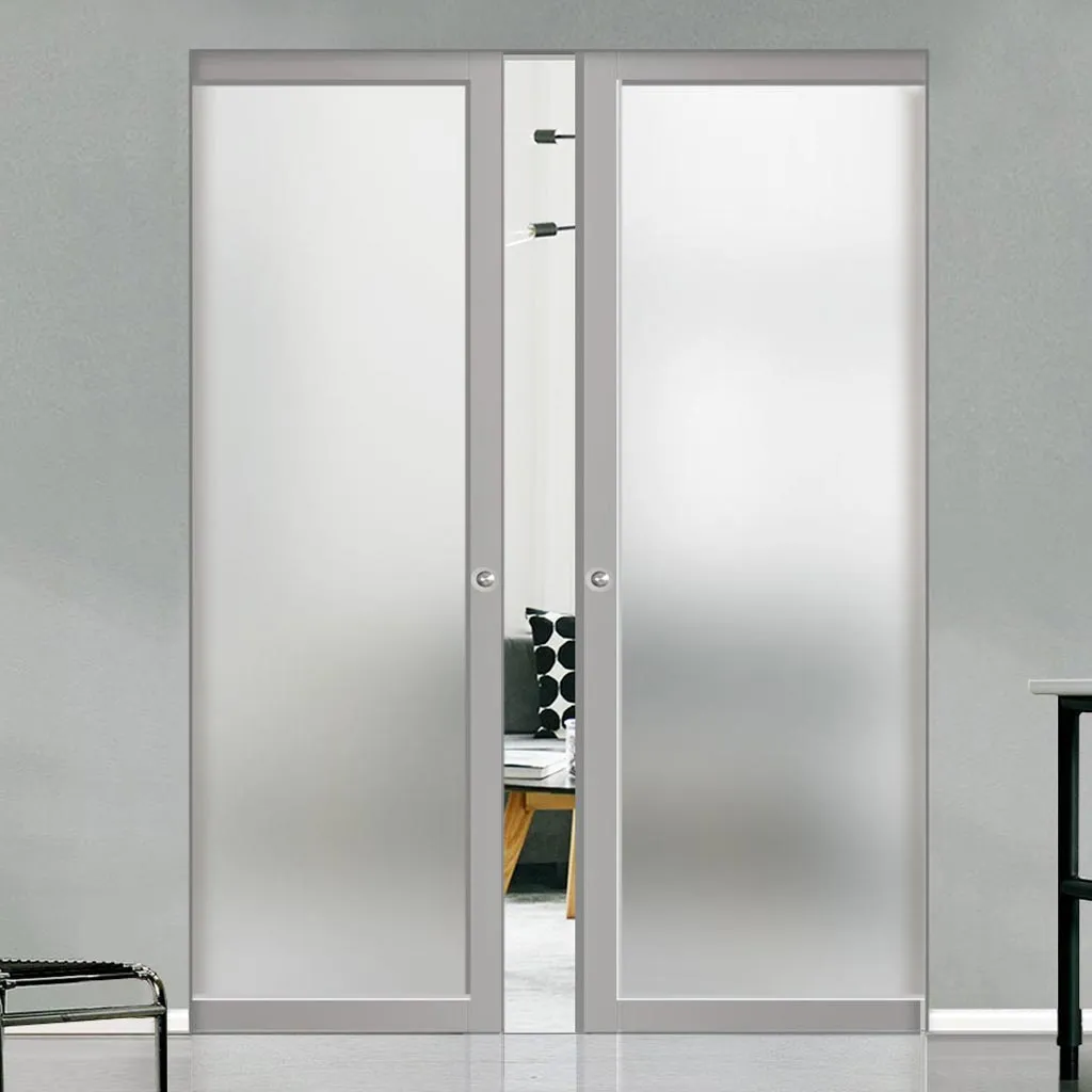 Bespoke Handmade Eco-Urban® Baltimore 1 Pane Double Absolute Evokit Pocket Door DD6301SG - Frosted Glass - Colour Options