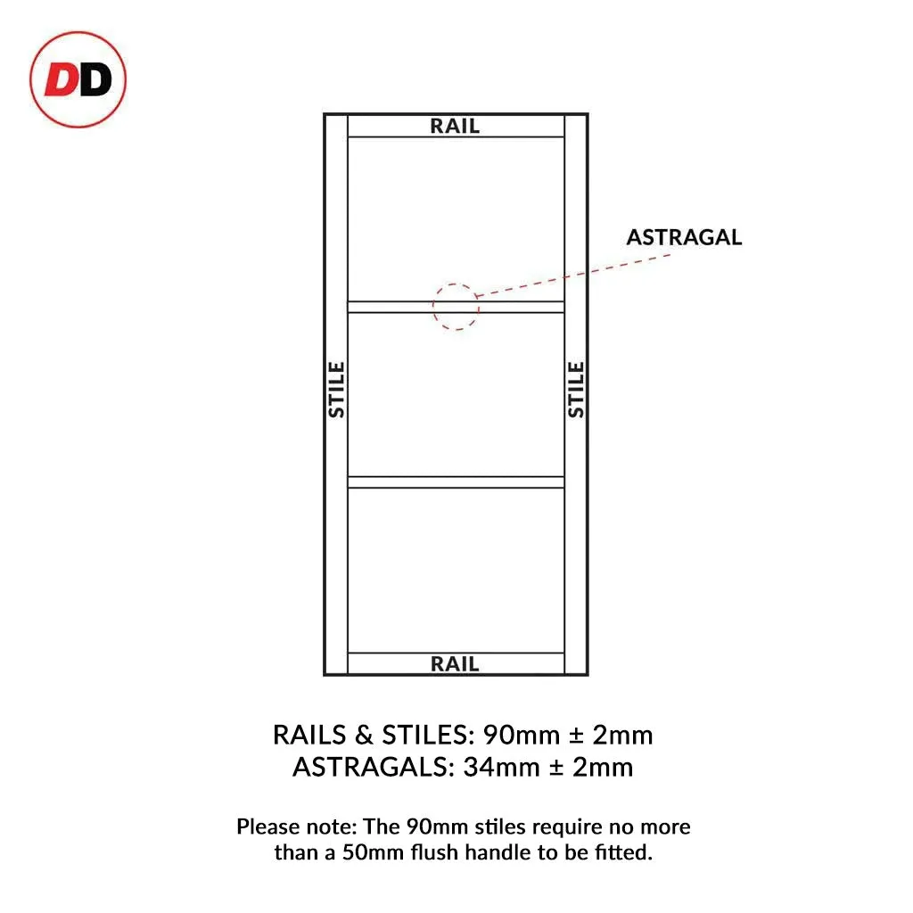 Bespoke Handmade Eco-Urban® Berkley 2 Pane 1 Panel Double Absolute Evokit Pocket Door DD6309G - Clear Glass - Colour Options