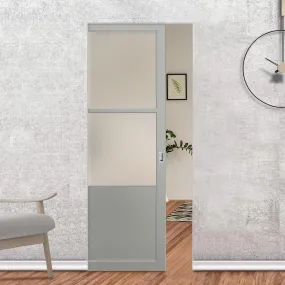 Bespoke Handmade Eco-Urban® Berkley 2 Pane 1 Panel Single Absolute Evokit Pocket Door DD6309SG - Frosted Glass - Colour Options