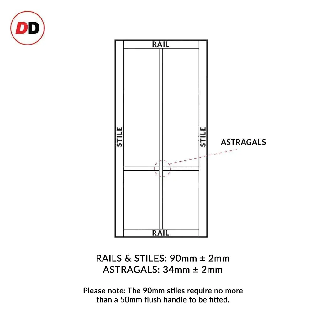 Bespoke Handmade Eco-Urban® Bronx 4 Pane Double Evokit Pocket Door DD6315G - Clear Glass - Colour Options