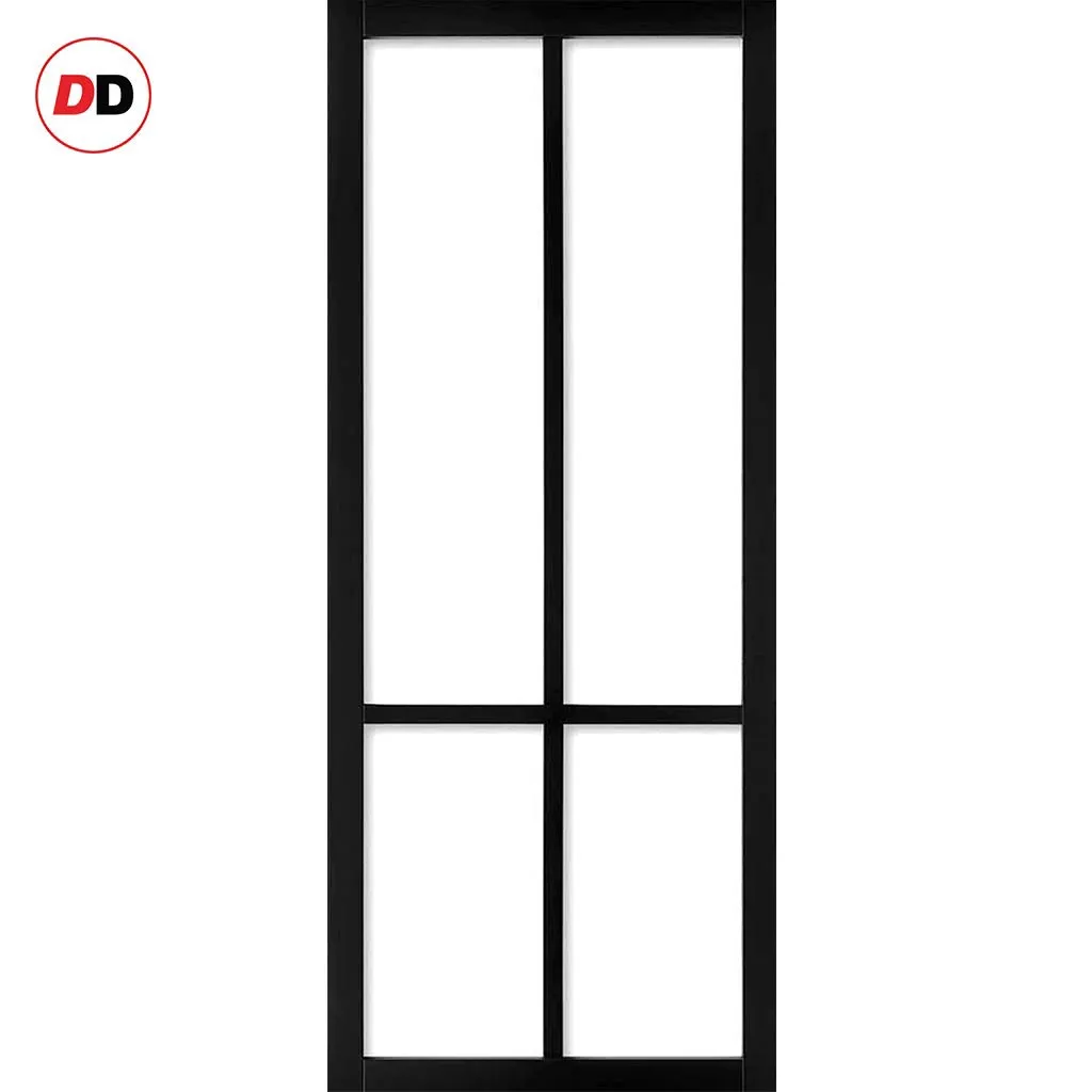 Bespoke Handmade Eco-Urban® Bronx 4 Pane Double Evokit Pocket Door DD6315G - Clear Glass - Colour Options